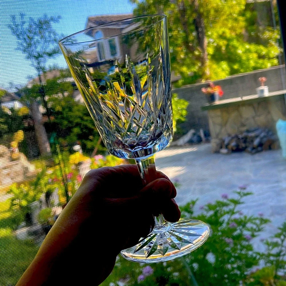 Set of 2 Vintage Crystal Waterford Wine Glasses..Lismore Pattern signed